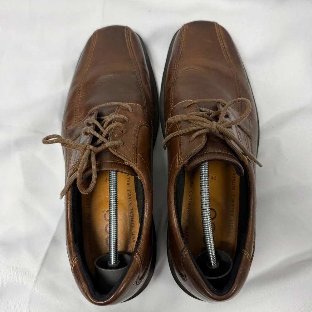 ECCO Helsinki Mens Brown Leather Bicycle Toe Oxford Dress Shoes EU 44 US 10-10.5